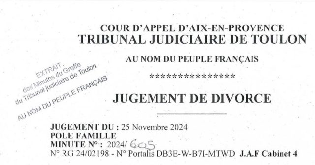 jugement de divorce tribunal de toulon