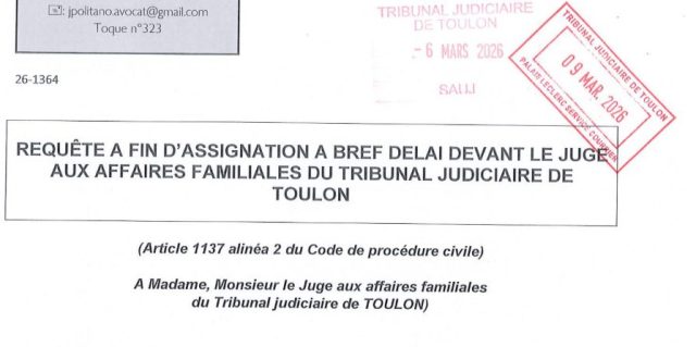 requete a fin d'assignation devant le juge aux affaires familiales de toulon