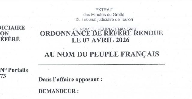 extrait de l'ordonnance de référé du tribunal de toulon