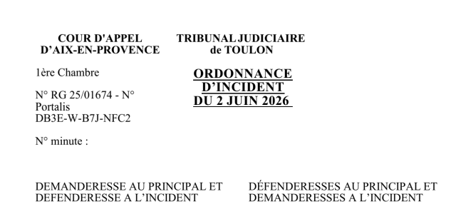 extrait de l'ordonnance d'incident