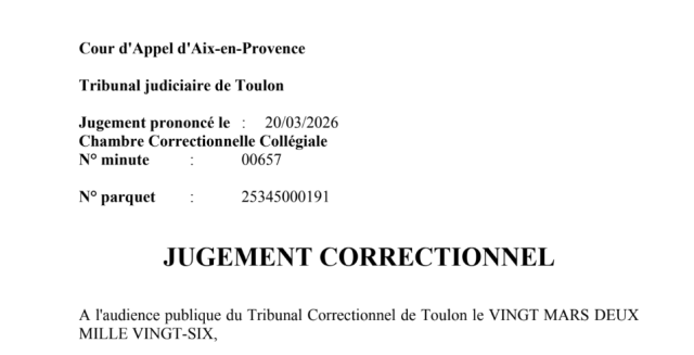 jugement correctionnel au tribunal de toulon
