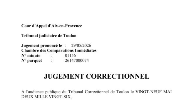 extrait jugement correctionnel en comparution immediate a toulon