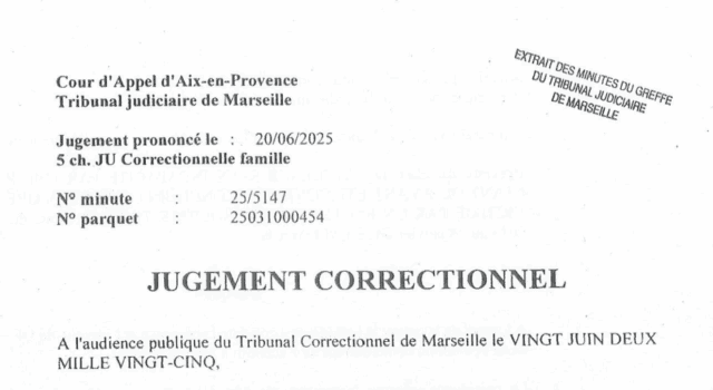 extrait du jugement correctionnel a marseille