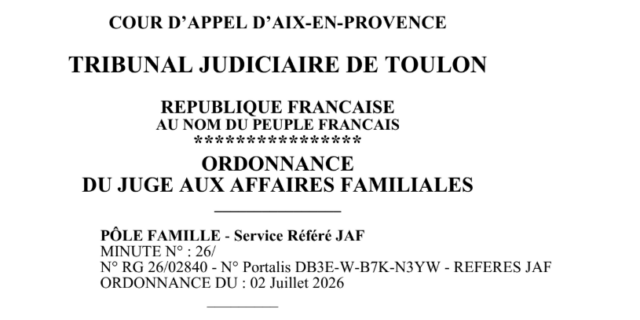 extrait d'une procédure de divorce à toulon